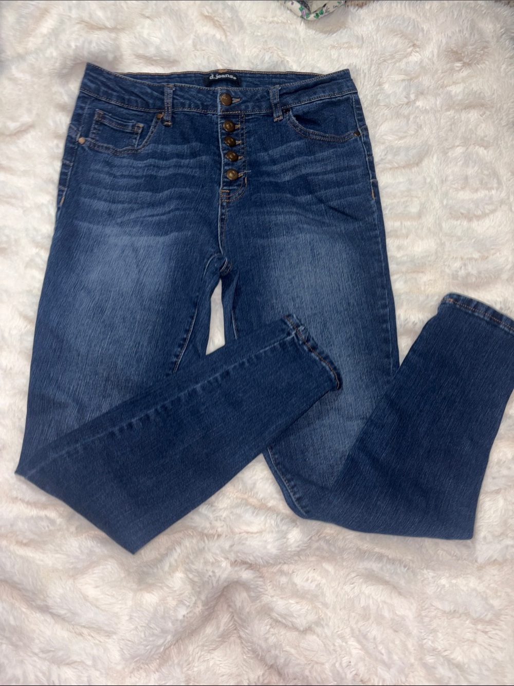 d. jeans Dark Blue High-Rise Skinny Jeans with Button Fly